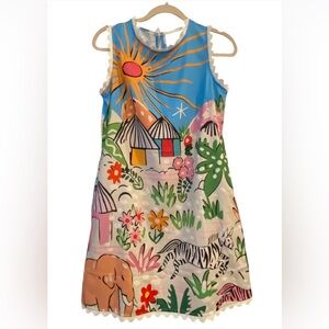 Colorful Sleeveless Dress with Animal Print